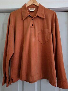 Matsuda Japan Vintage 80's Orange Long Sleeve Polo Sweater Shirt Size Medium M